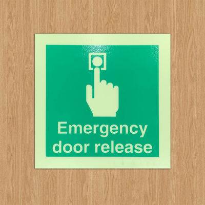 ODM Warning PVC Photoluminescent Fire Signs Emergency Door Release Sign
